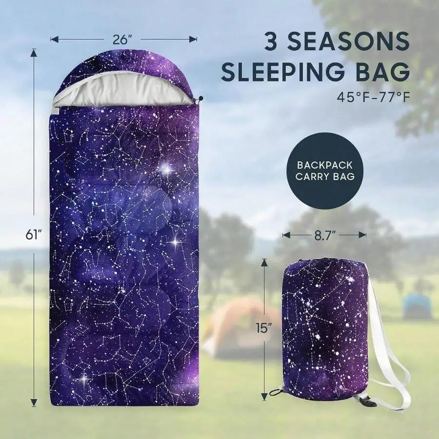 Constellation Design Adult Sleeping Bag Water Repellent Mummy 3-Season