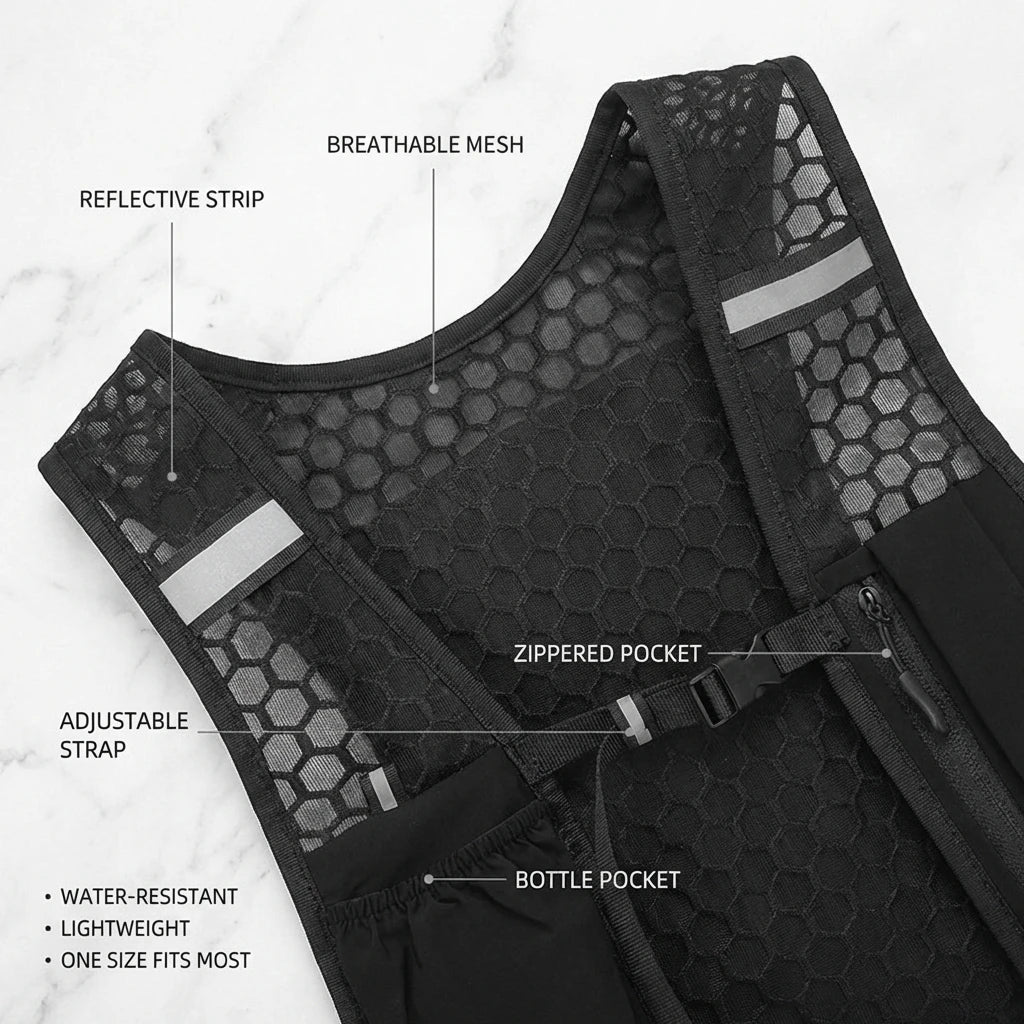Lightweight Running Vest With Phone Holder Reflective Hydration Chest Pack