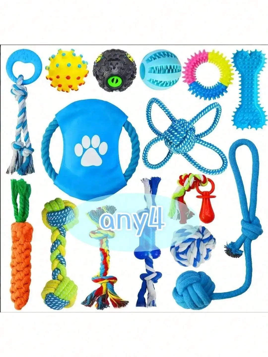 4 Piece Pet Toy Set Durable Dog Toys Ball Rope Puzzle Toys