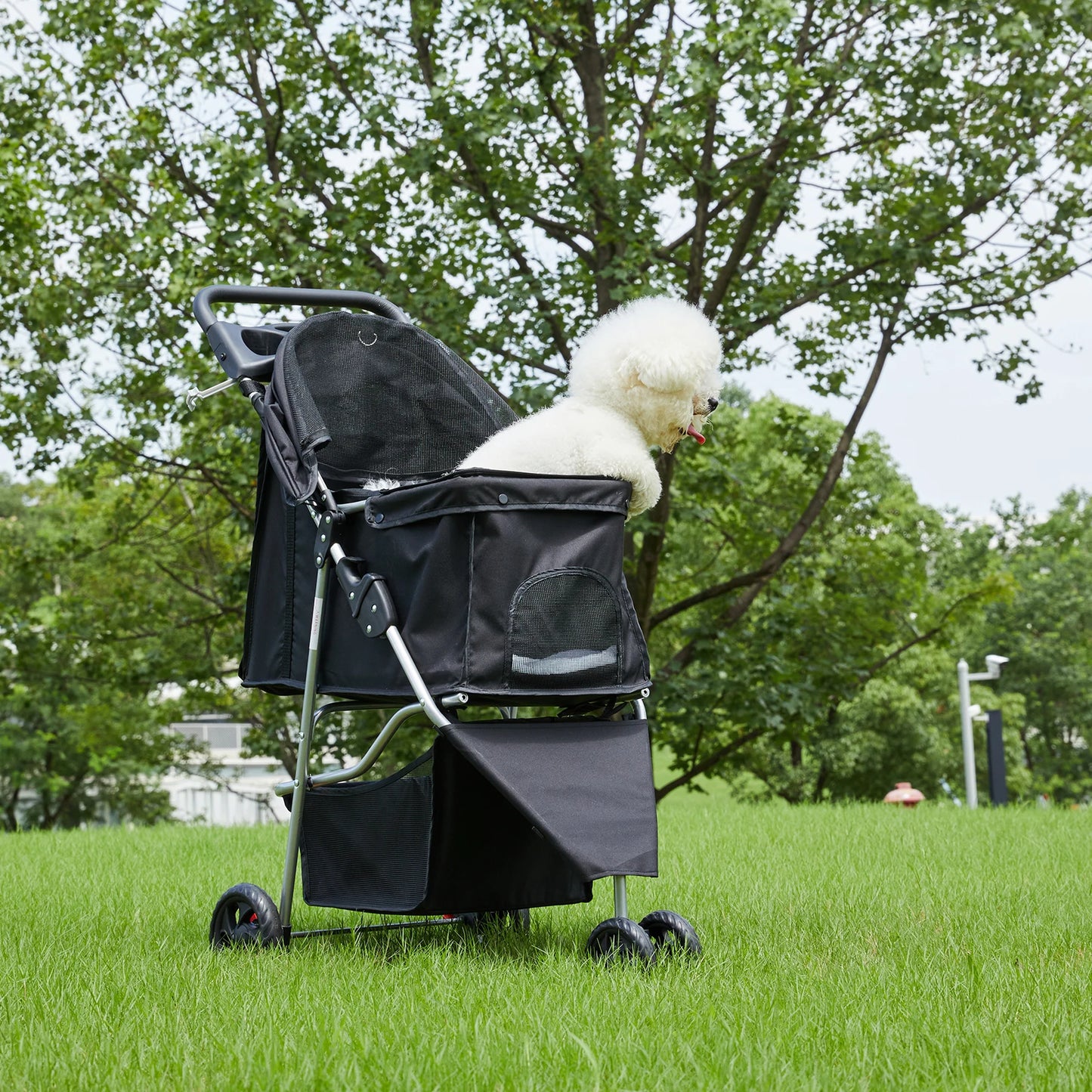 JHK 3-Wheel Foldable Pet Stroller With Mesh Windows