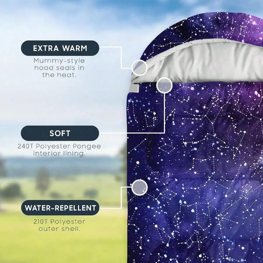 Constellation Design Adult Sleeping Bag Water Repellent Mummy 3-Season