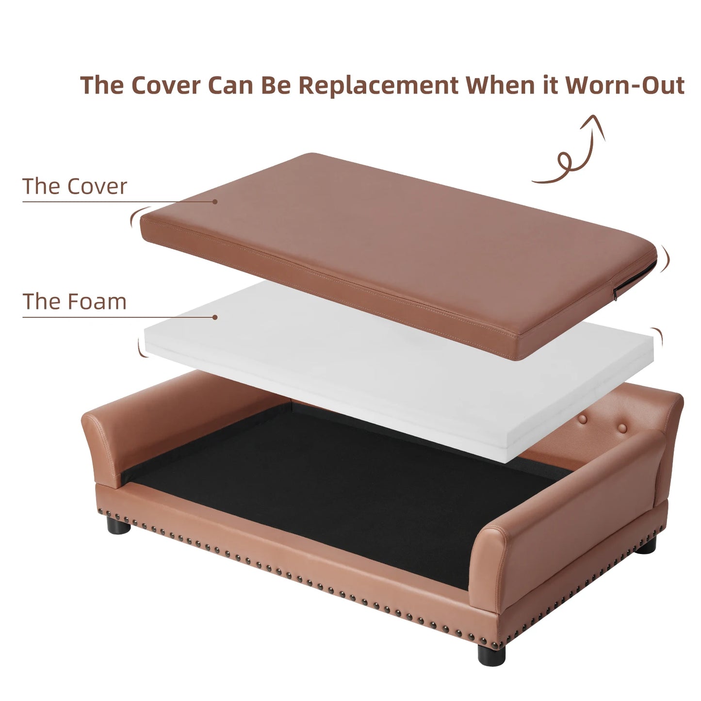 Borwart Luxury Heavy Duty Pet Sofa Bed With Removable Cover