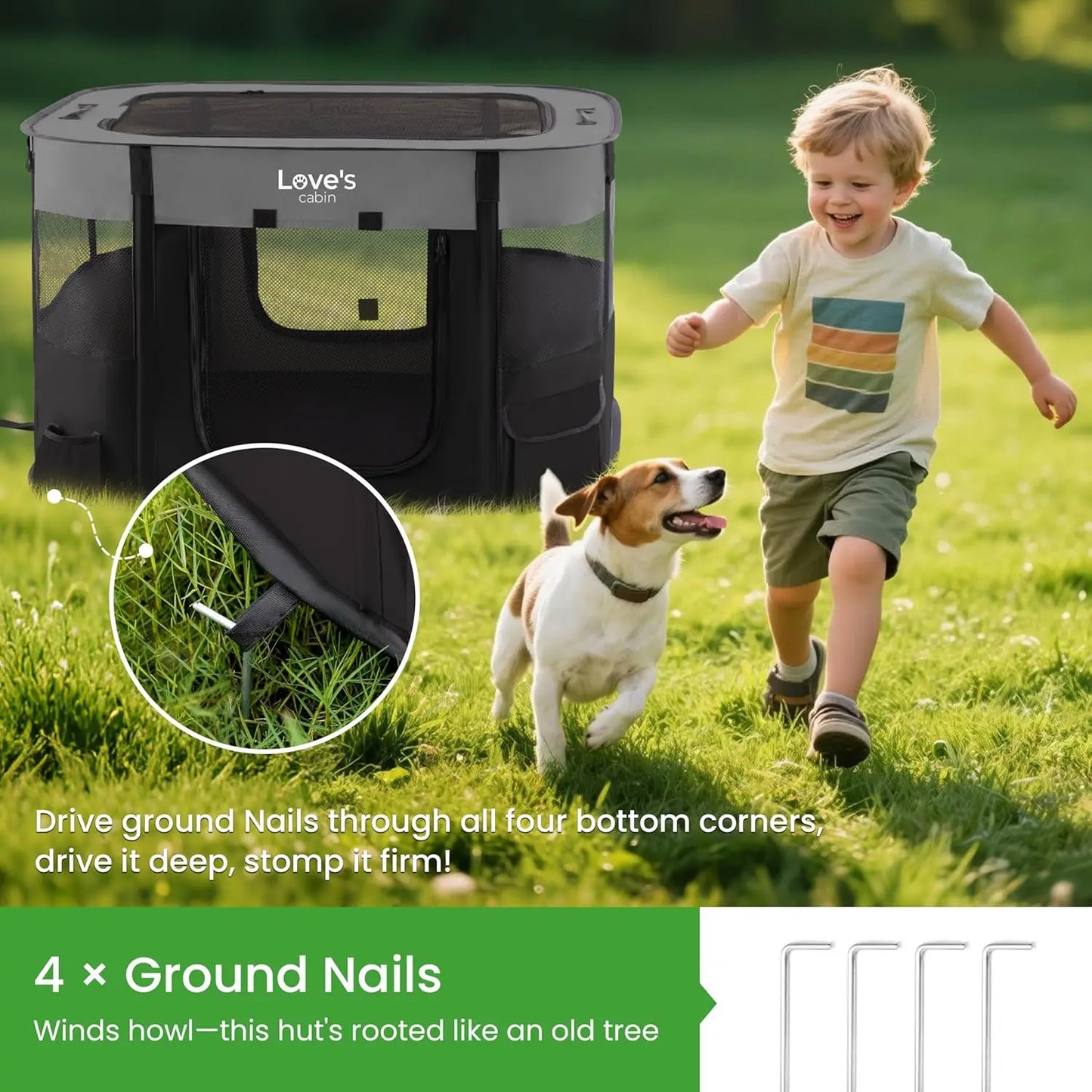 Portable Pet Playpen Tent Foldable Dog Crate Indoor Outdoor Use
