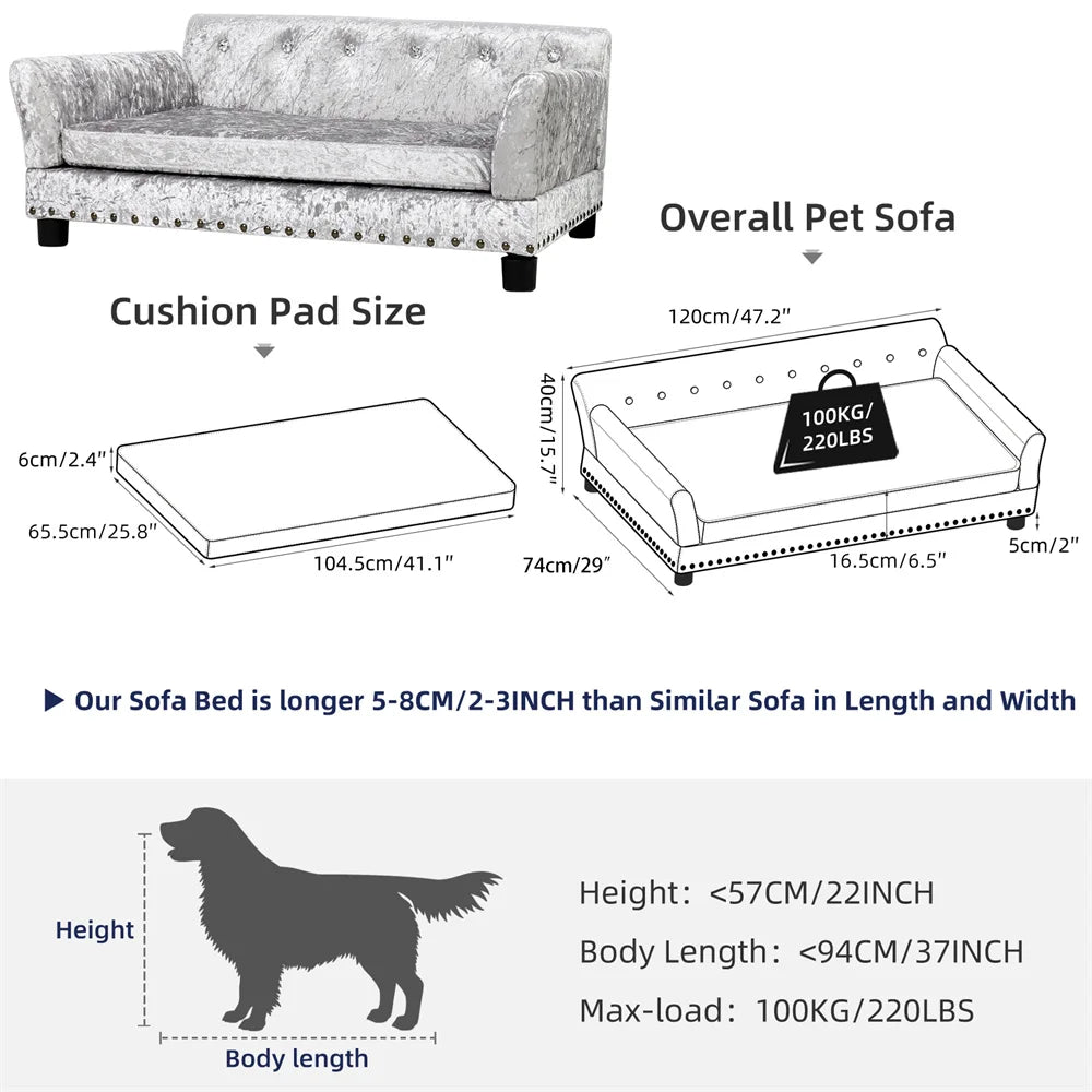Borwart Luxury Heavy Duty Pet Sofa Bed With Removable Cover
