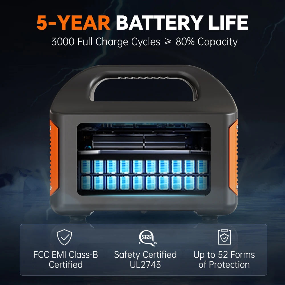 GaiaRay Electric 500W Portable Solar Power Station LifePO4 Battery