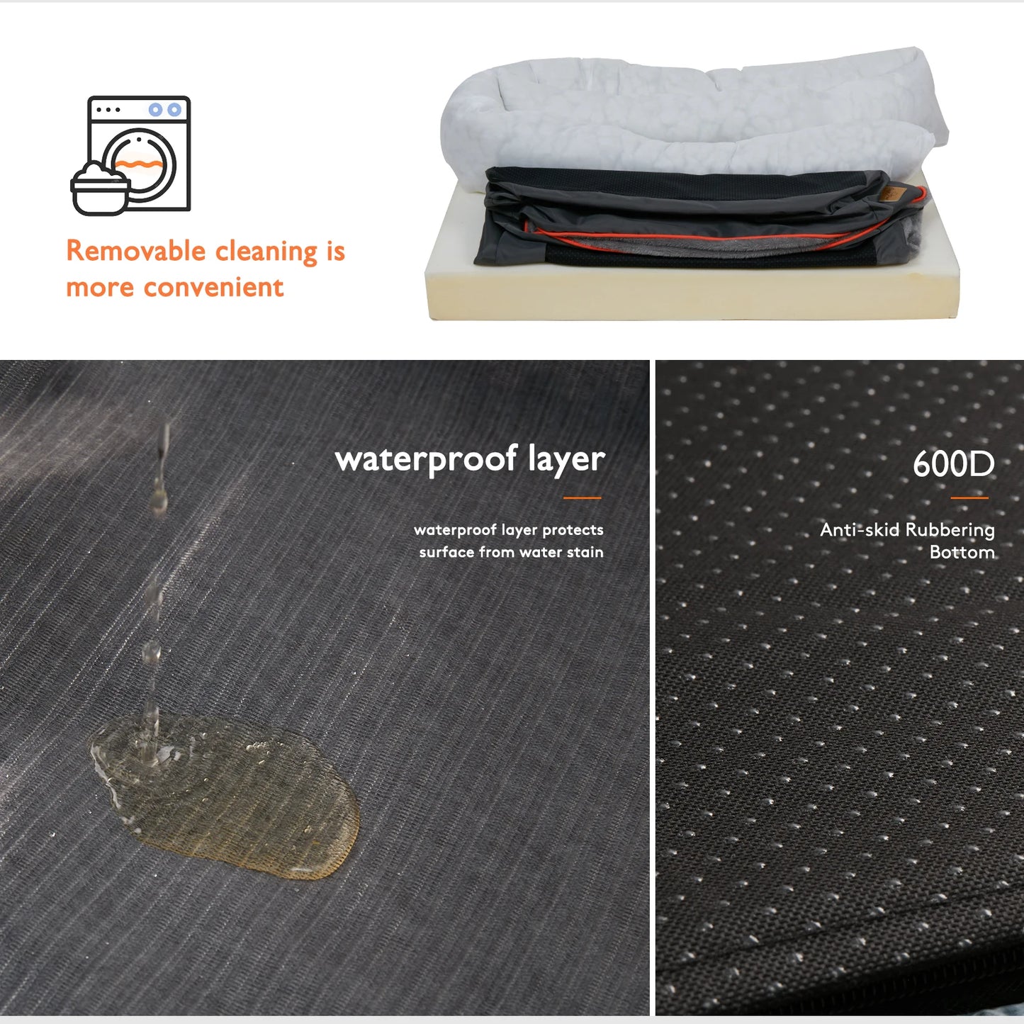BINGOPAW Dog Bed Soft Fleece Removable Washable Cover Waterproof