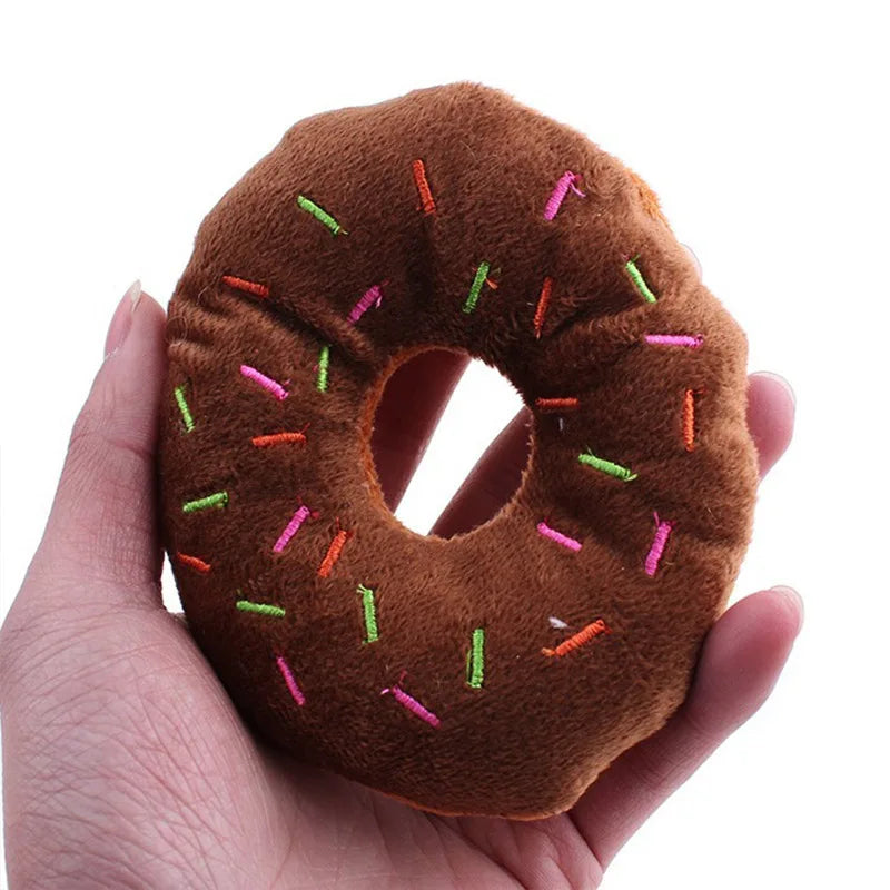 PetMundo Soft Plush Donuts Dog Toy With Squeaker Sound