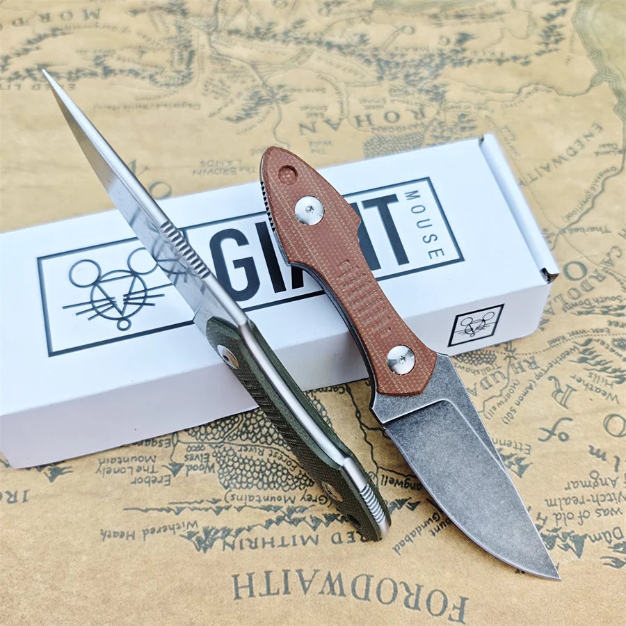 GiantMouse GMF3 Fixed Blade Knife With Leather Sheath