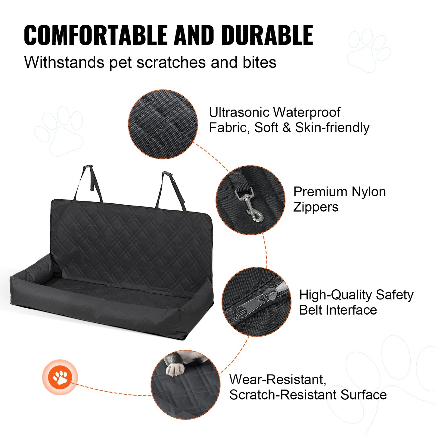 SucceBuy Dog Car Seat Waterproof Booster With ClipOn Leash