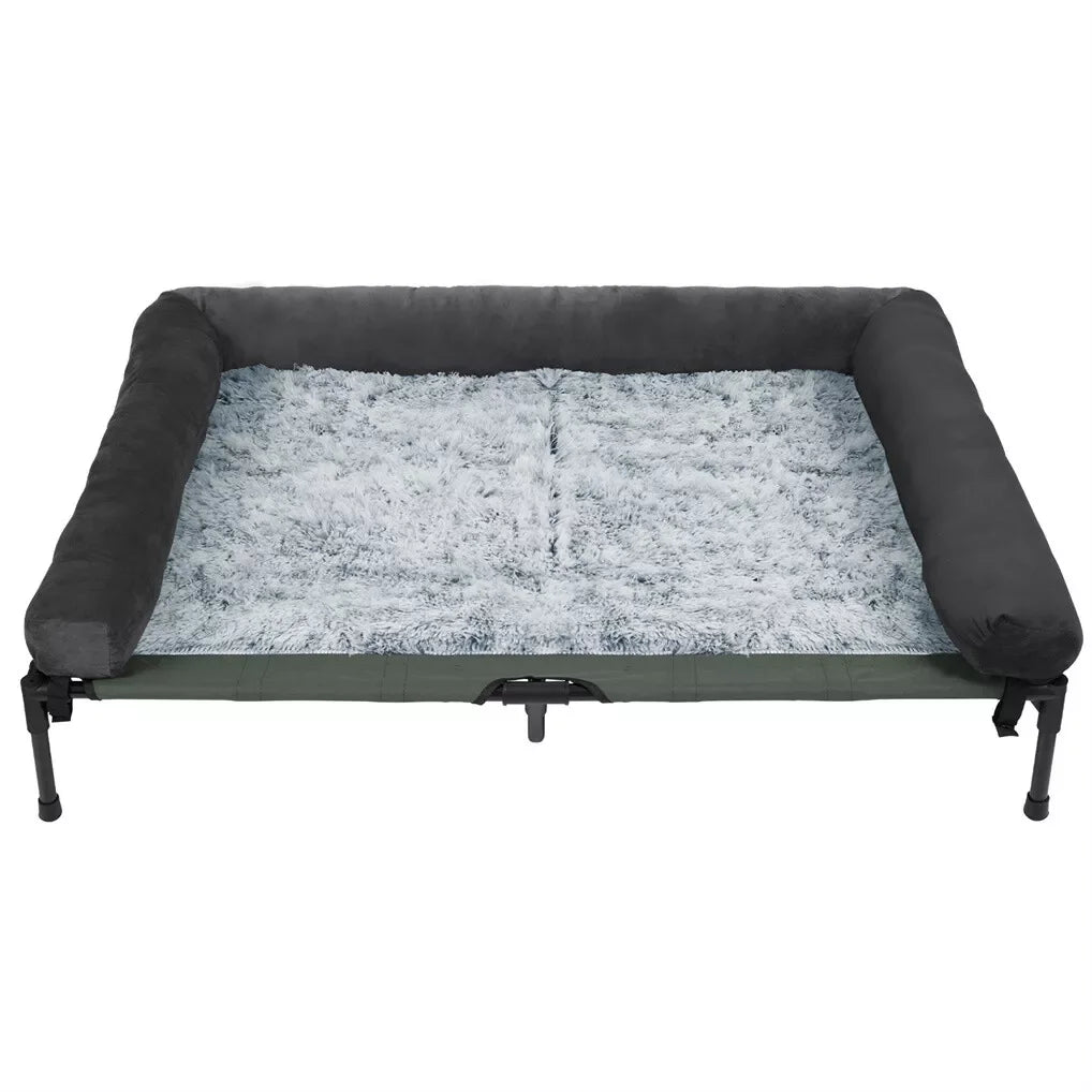 BINGOPAW Outdoor Elevated Cooling Dog Bed Lounger With Plush Bolster