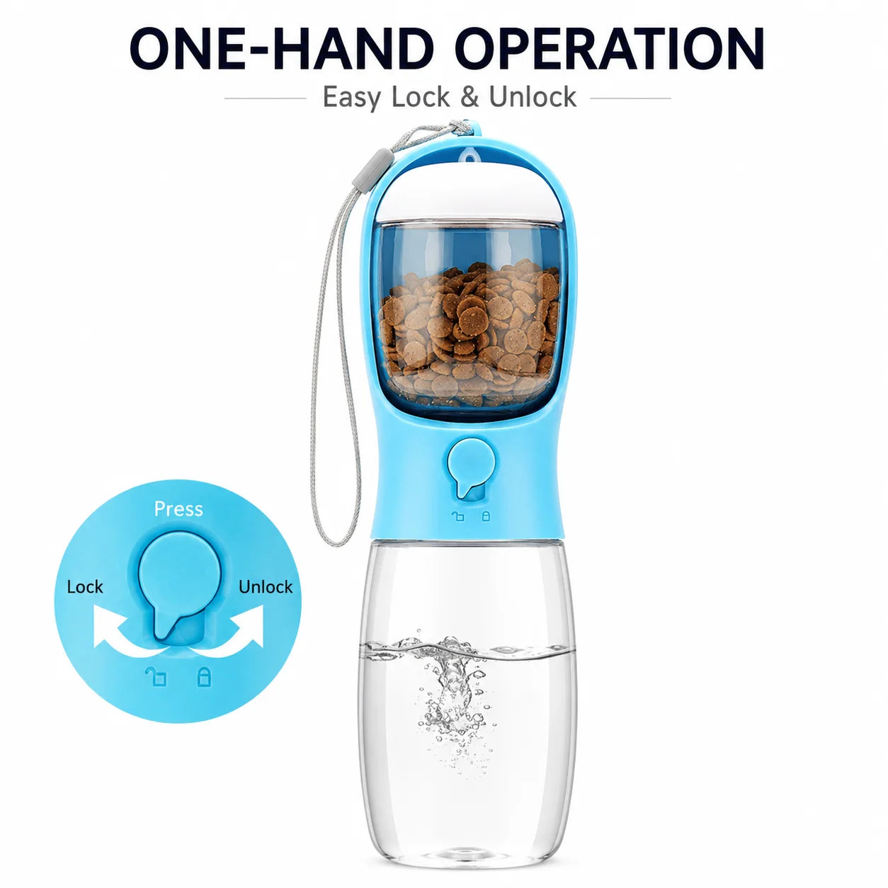Portable Dog Water Bottle With Food Dispenser 3 In 1