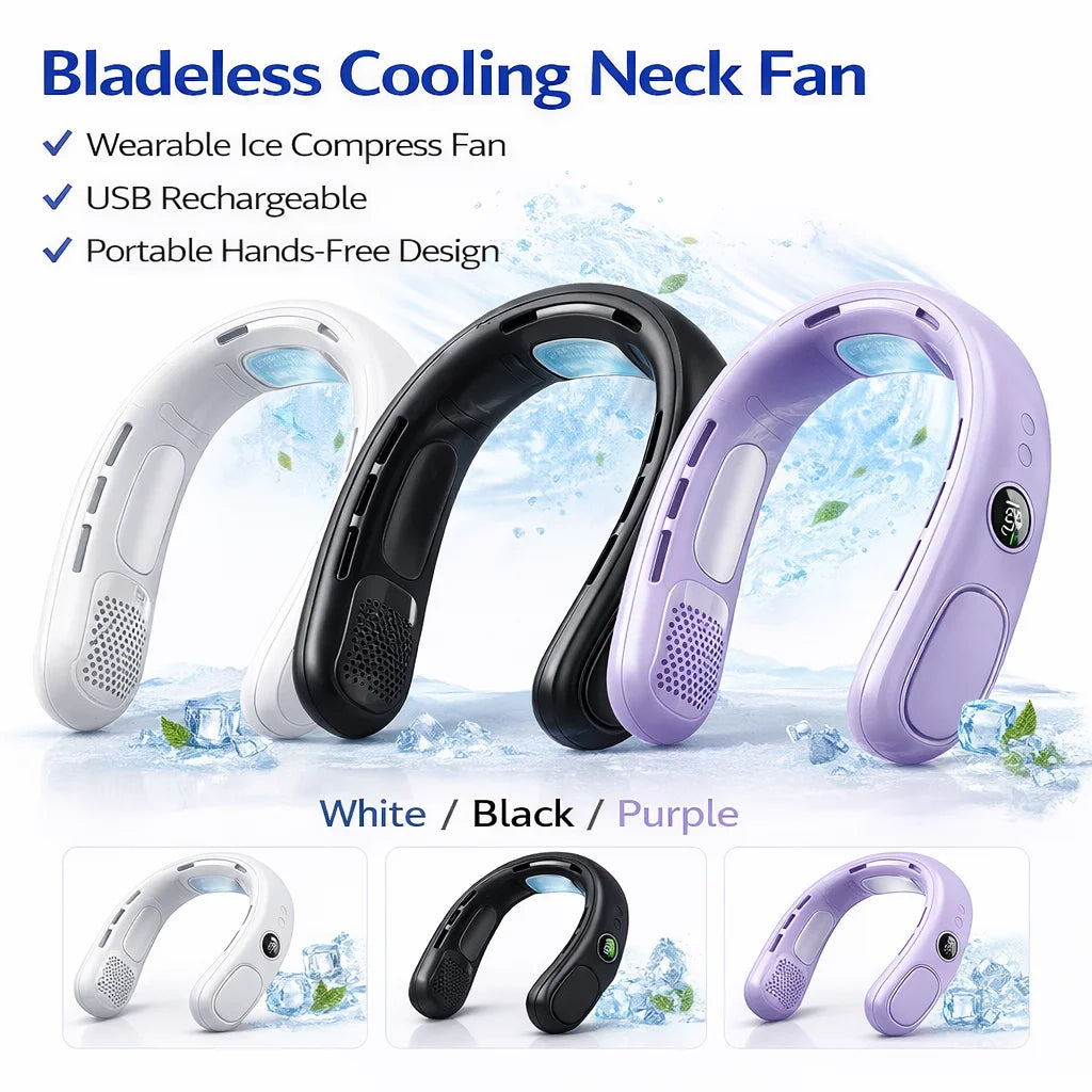 N90 Neck Fan Bladeless Wearable USB Rechargeable With 5-Speed Modes