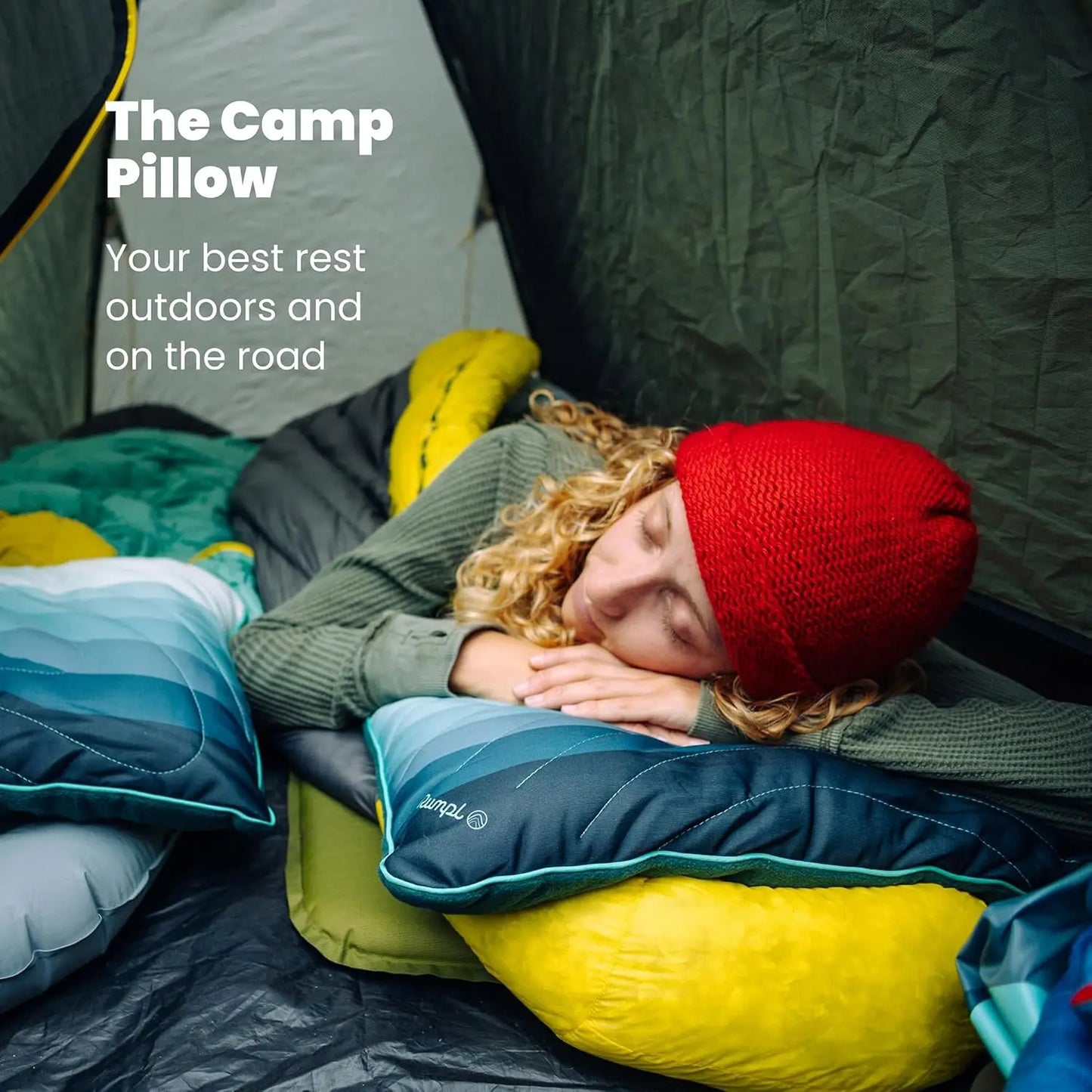 The Adjustable Camp Pillow - Full Size Packable Outdoor and Travel Pillow, Two-Sided Temperature Control, 22' x 15', Fade