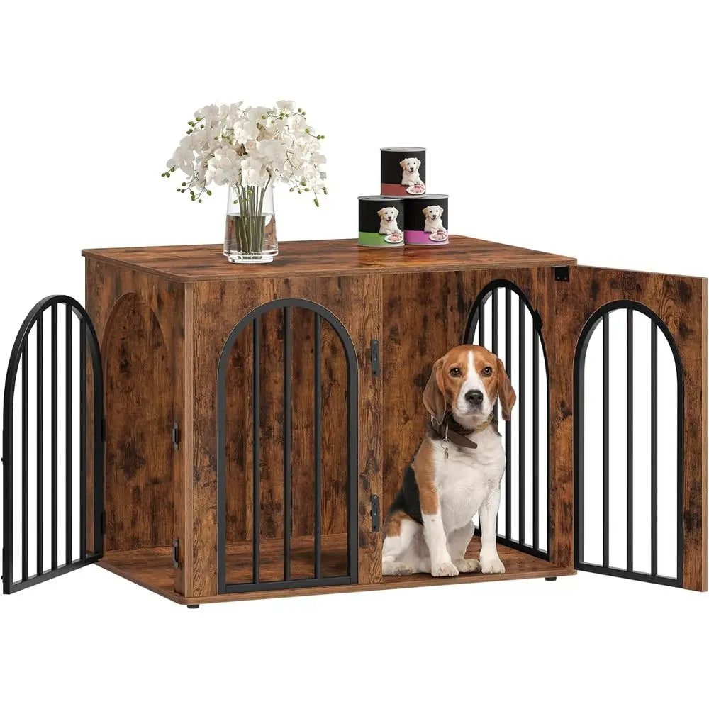 Wooden Dog Crate Indoor Kennel With Side Table Heavy Duty