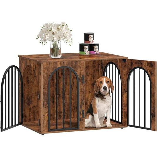 Wooden Dog Crate Indoor Kennel With Side Table Heavy Duty