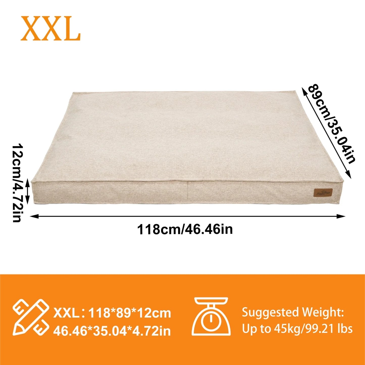 BINGOPAW Waterproof Linen Cover Dog Bed With Foam Base
