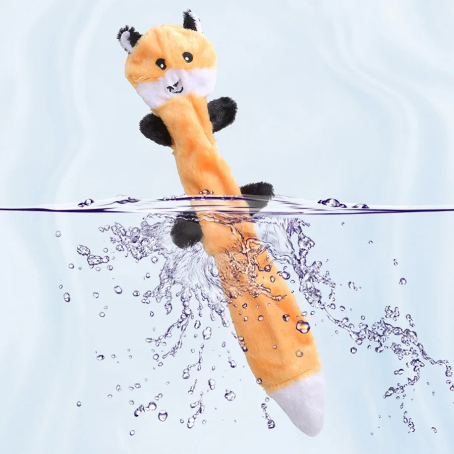 Three Piece Plush Dog Toys Squeaky Squirrel Raccoon Fox Bite Resistant