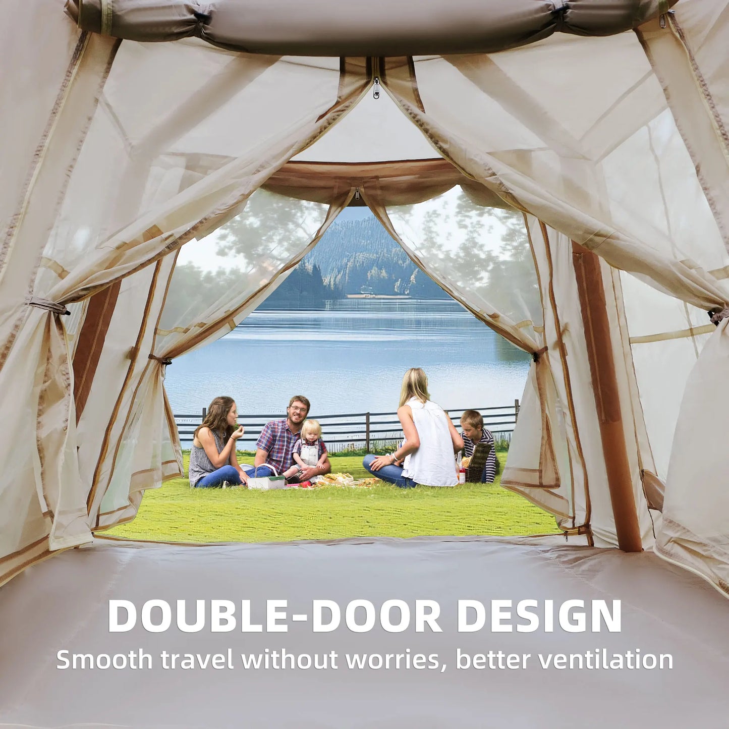 Inflatable Camping Tent 3-4 Person All Weather With Quick Setup