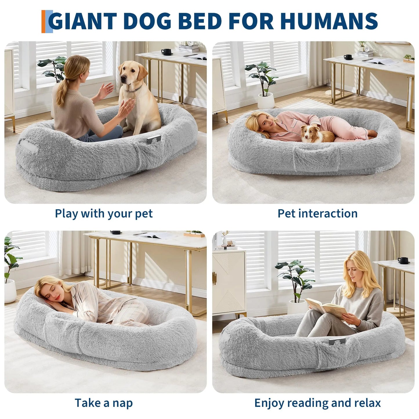 HiMISS Human and Pet Shared Bed Plush Fleece Nest Comfort