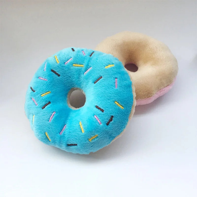 PetMundo Soft Plush Donuts Dog Toy With Squeaker Sound
