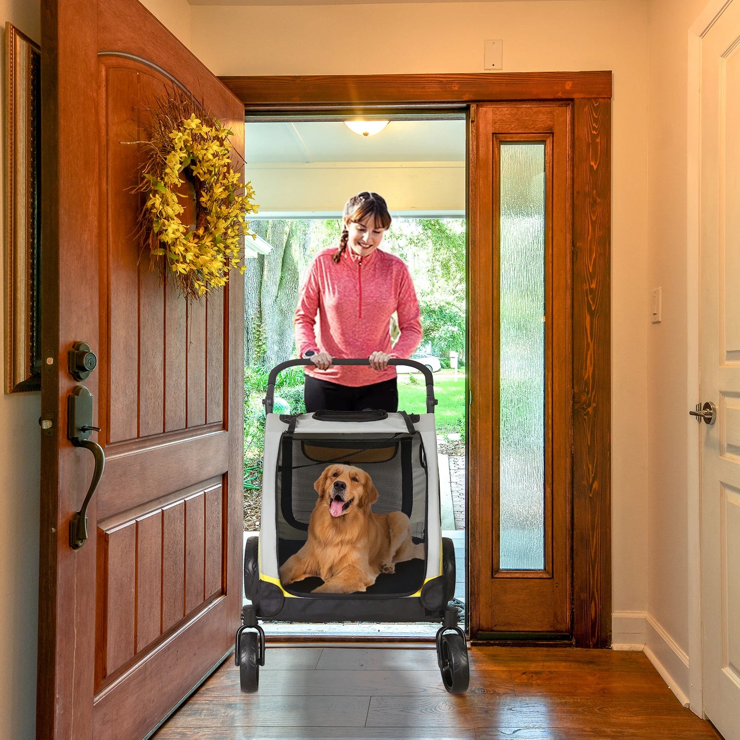 Portable Four Wheel Dog Stroller Foldable For Outdoor Travel