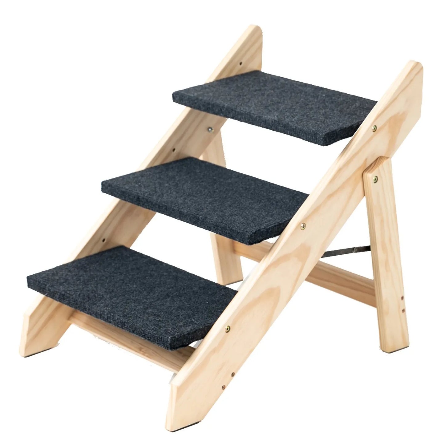 Wooden Portable Foldable Pet Stairs Ramp For Beds And Cars