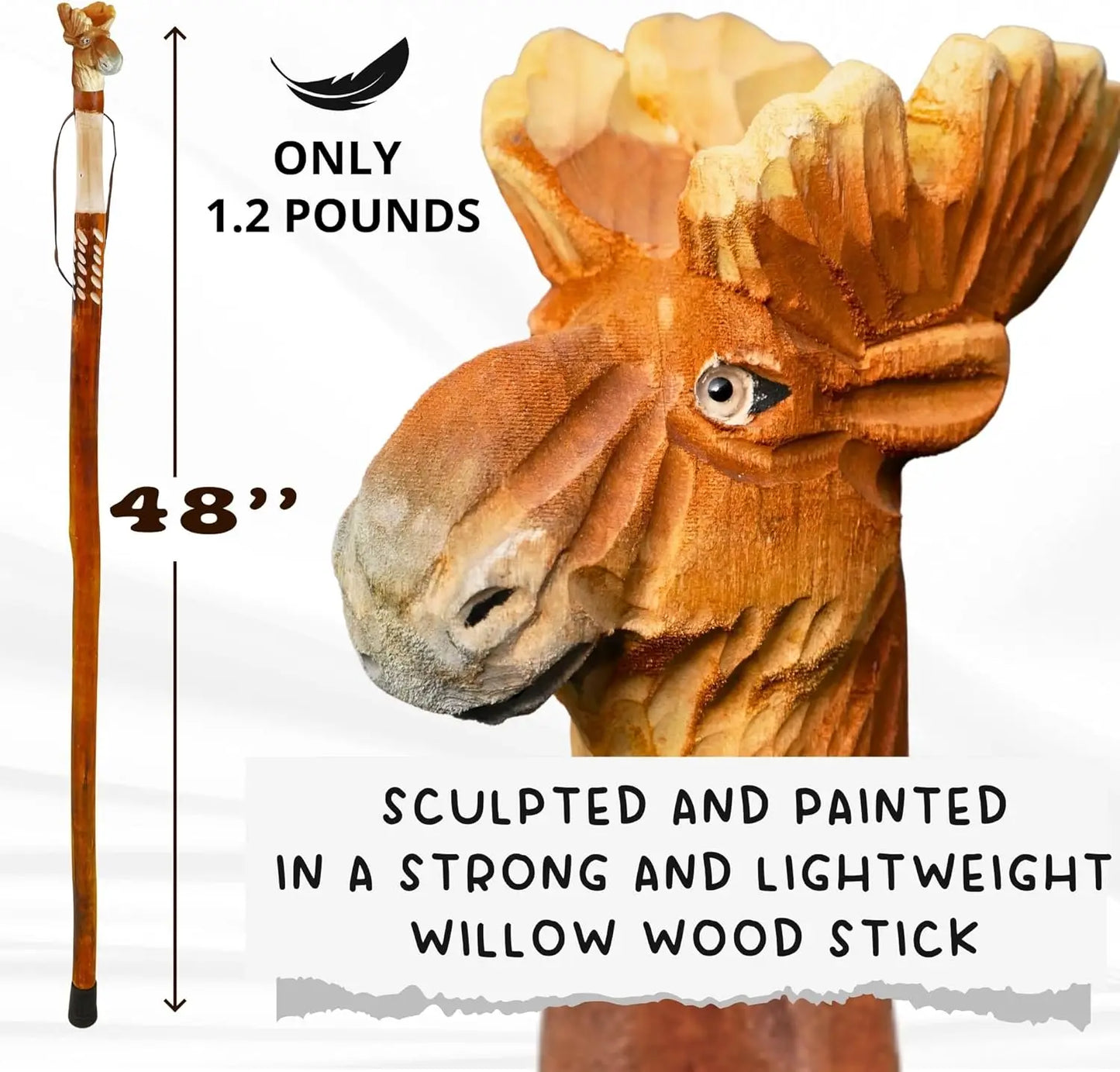 Carved Walking Stick With Animal Head Trekking Pole For Men Women Seniors