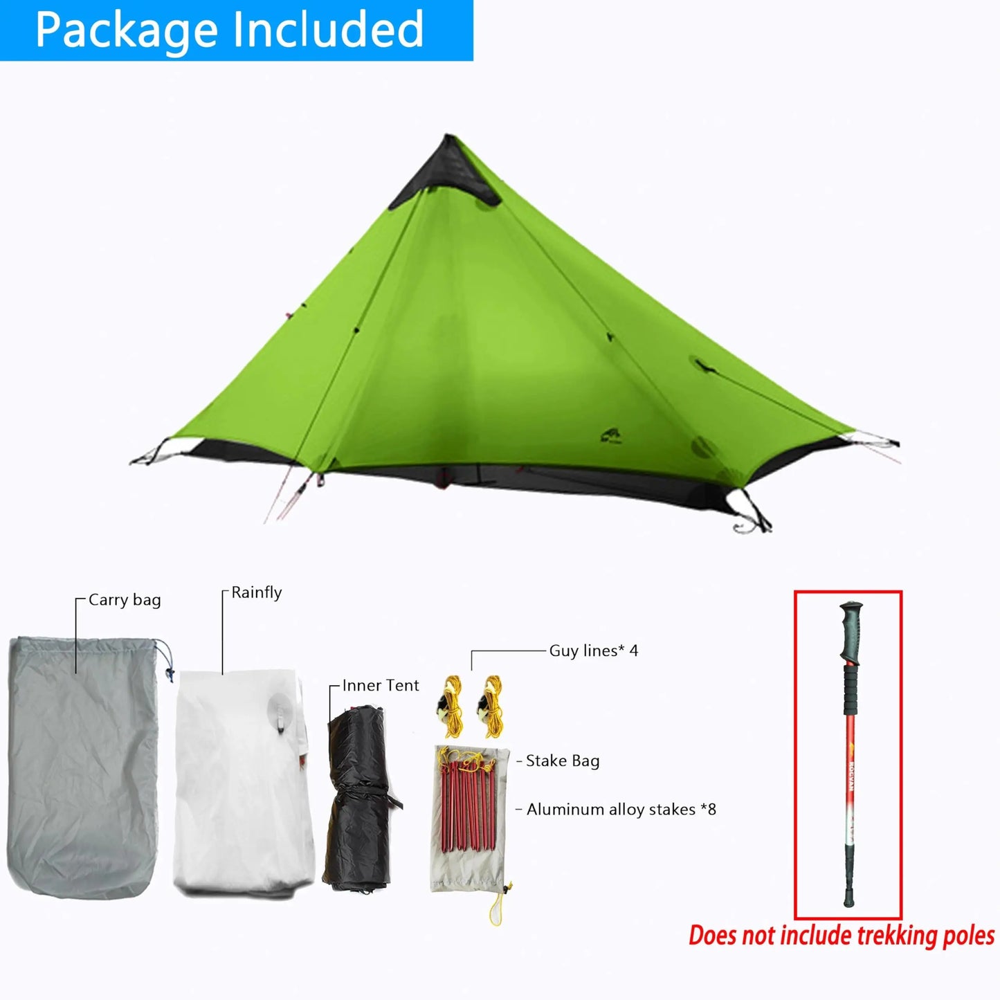 Ultralight 1-Person Pyramid Tent 3-Season Waterproof