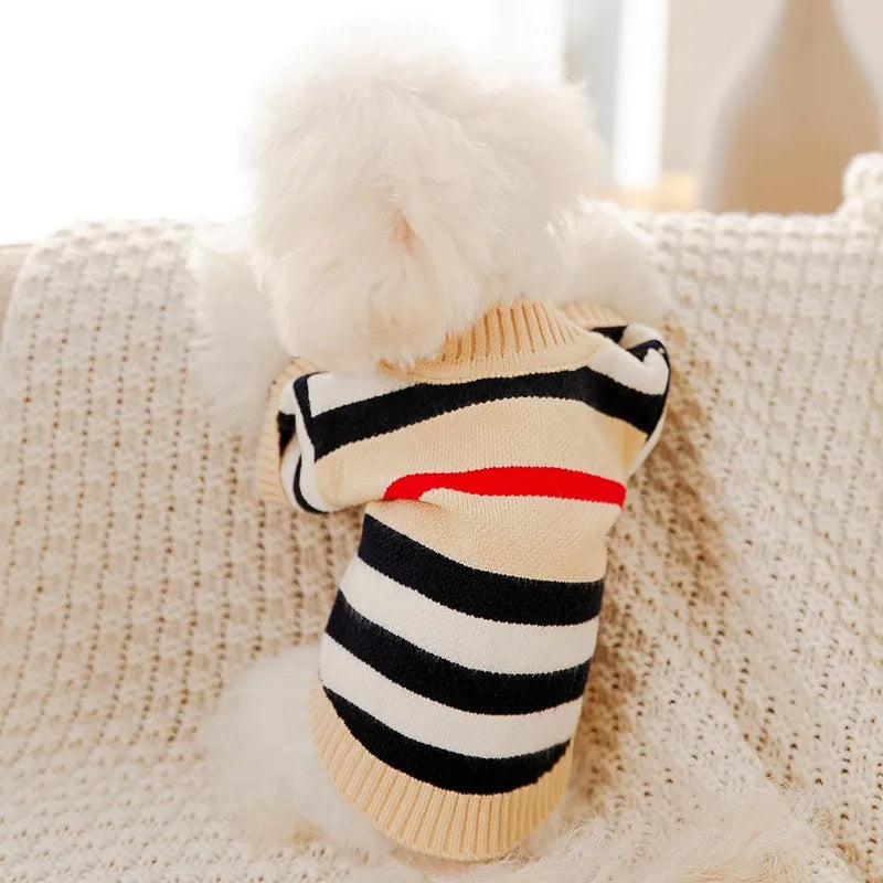 Striped Cotton Cardigan Sweater For Small Dogs And Kittens