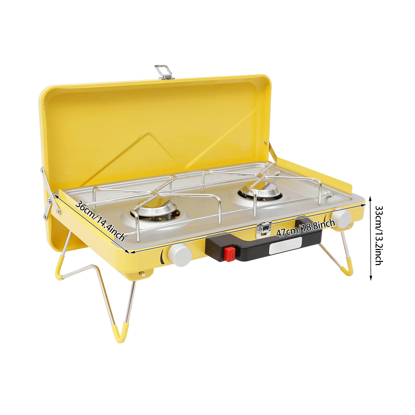 Portable Outdoor Gas Stove 2 Burner 3500W With Windshield Camping