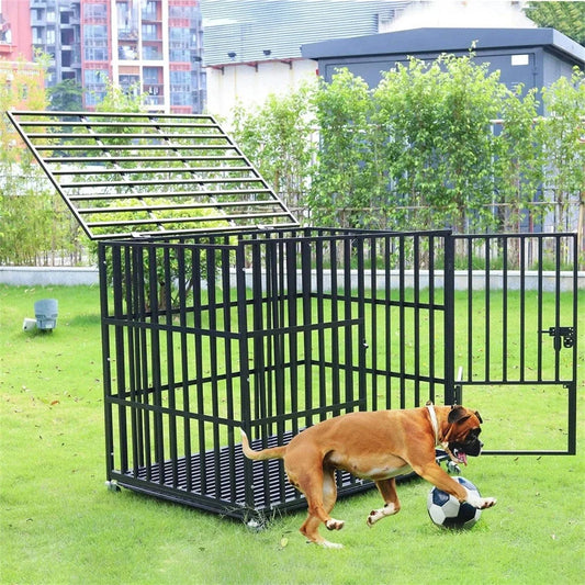 BINGOPAW Heavy Duty Metal Dog Crate With 3 Doors Wheels - Paws and Pro's Outfitters