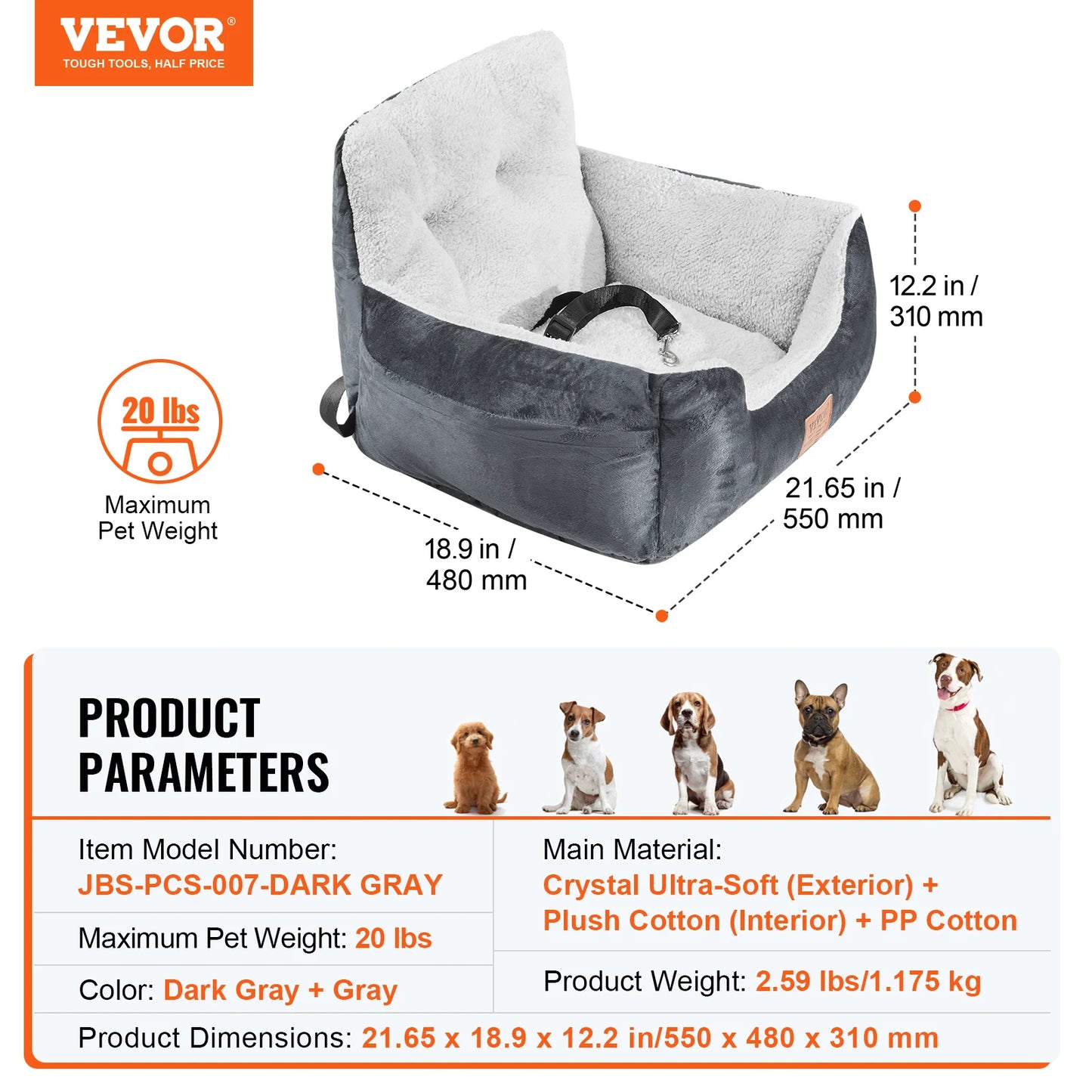 SucceBuy Dog Car Seat Waterproof Booster With ClipOn Leash