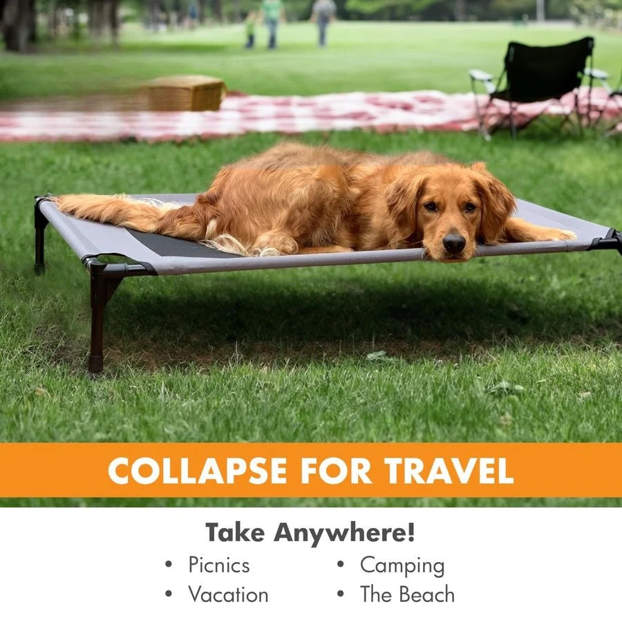 Outdoor Elevated Dog Cot Hammock Bed With Breathable Mesh Cover
