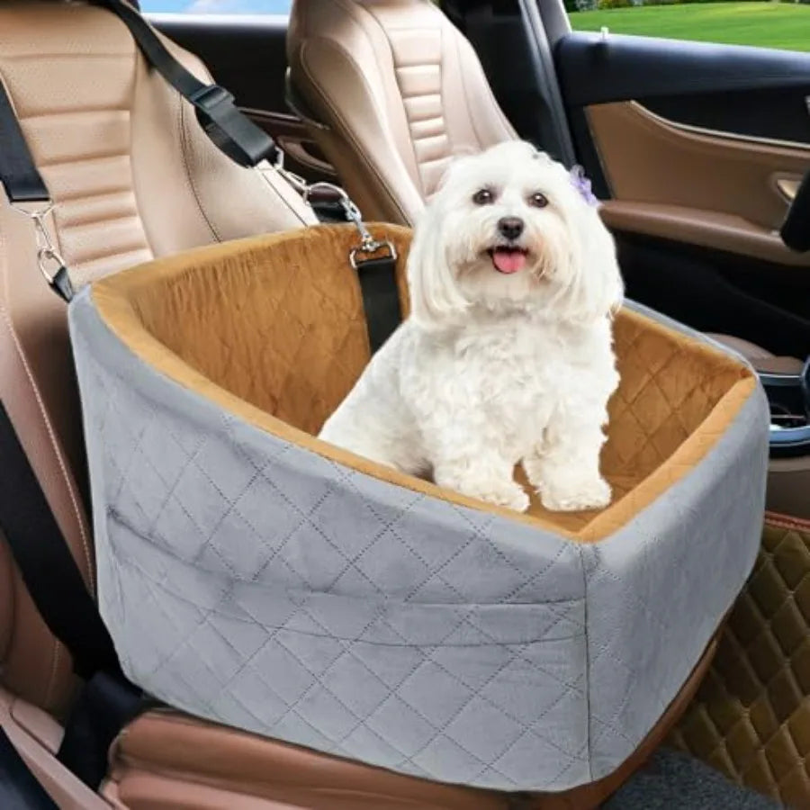 Dog Car Seat for Small Medium Dogs, Detachable Washable Dog Booster Seat Under 30lbs, Pet Car Seat Travel Bed with Storage Pock