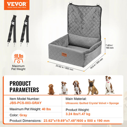 SucceBuy Dog Car Seat Waterproof Booster With ClipOn Leash