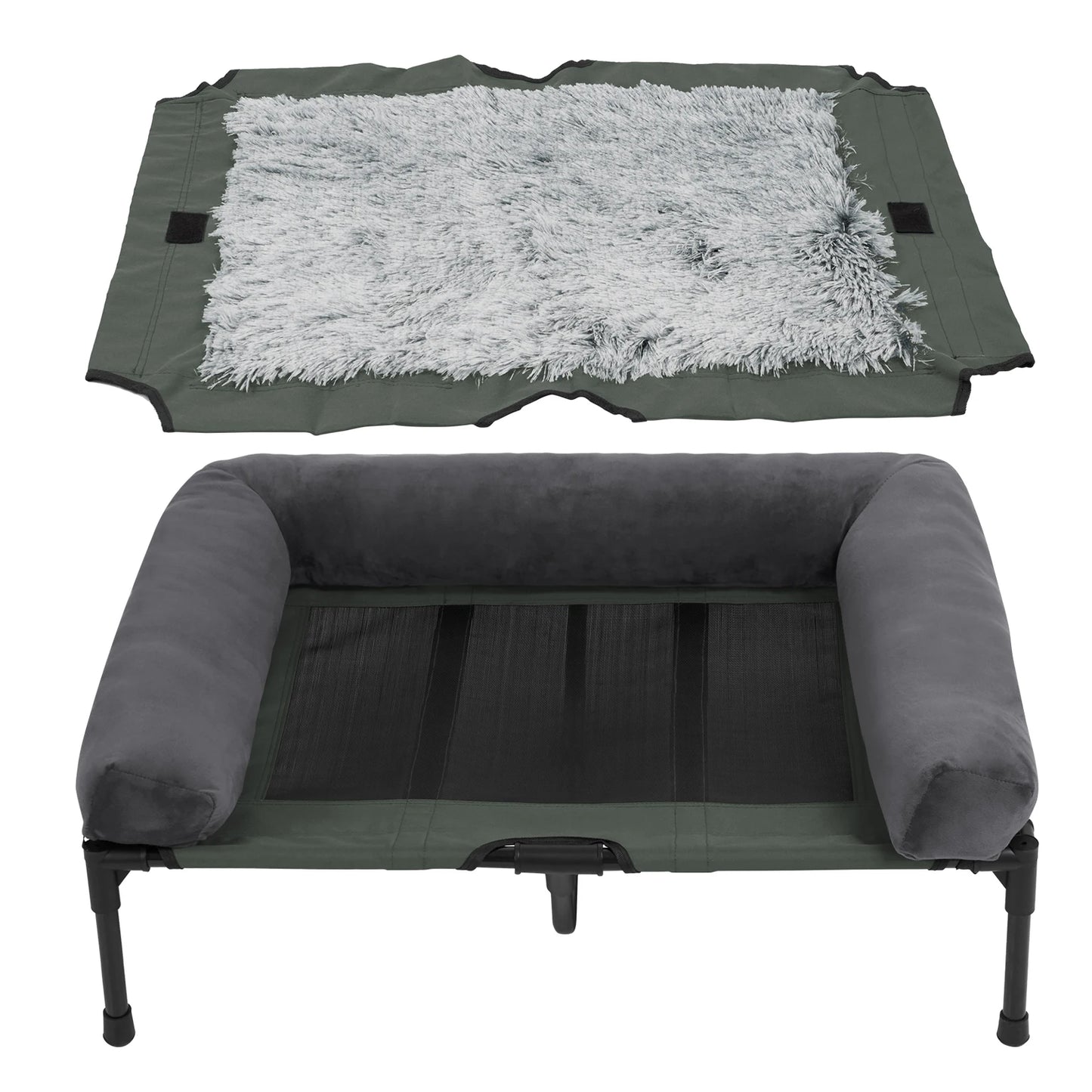 Bingopaw Elevated Cooling Dog Bed With Mesh Bolster Indoor Outdoor