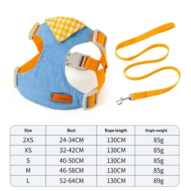 Cowboy Style Dog Harness And Leash Set Adjustable Pet Accessory