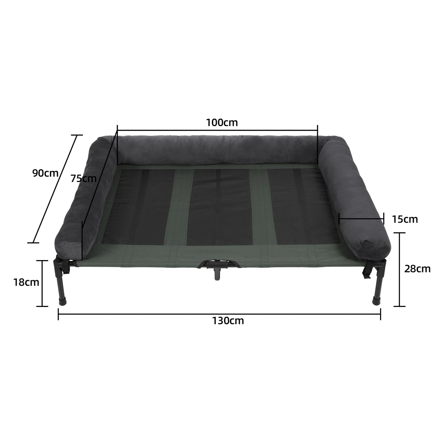 Bingopaw Elevated Cooling Dog Bed With Mesh Bolster Indoor Outdoor