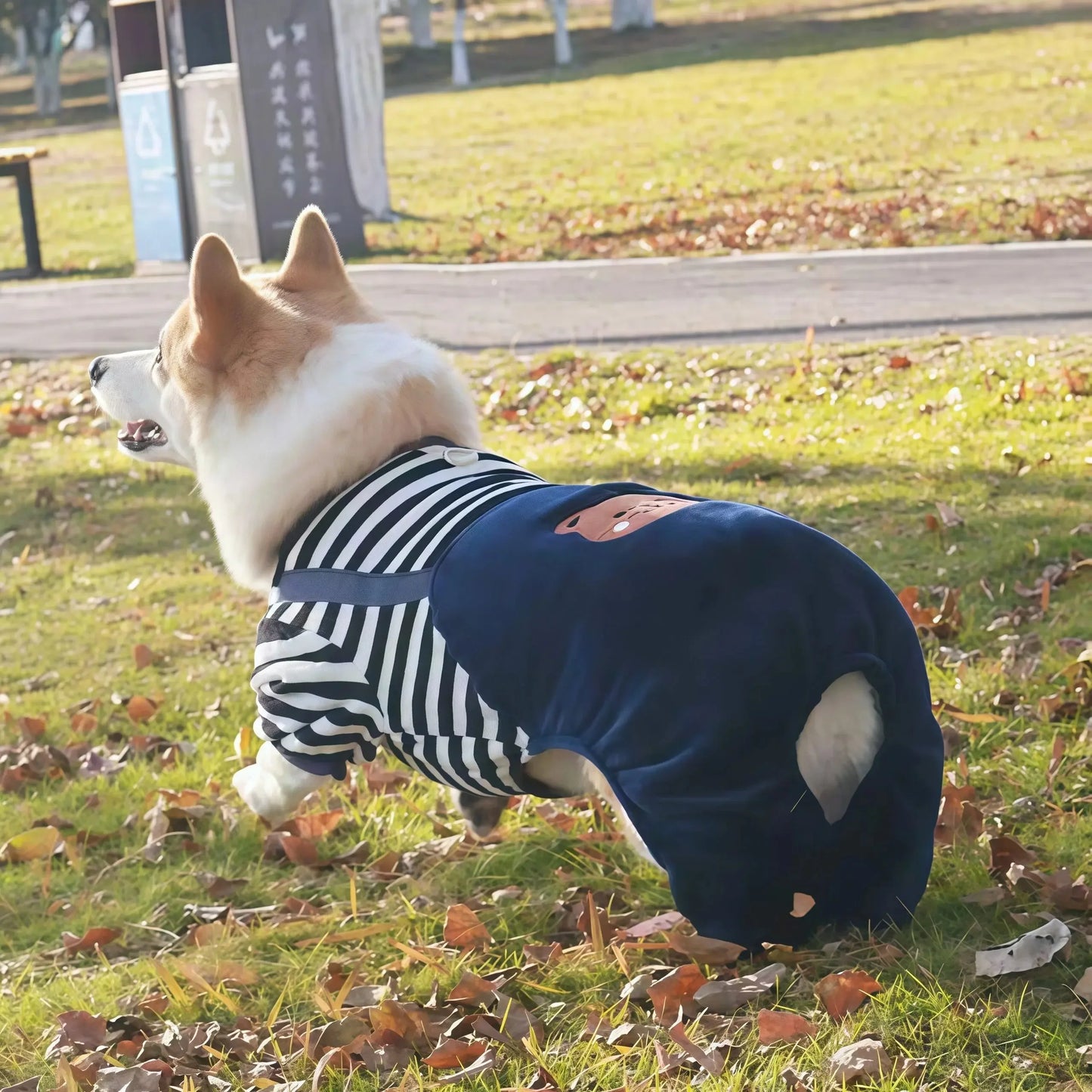 Caiban Autumn Winter Dog Fleece Jumpsuit Coat With Leash Ring