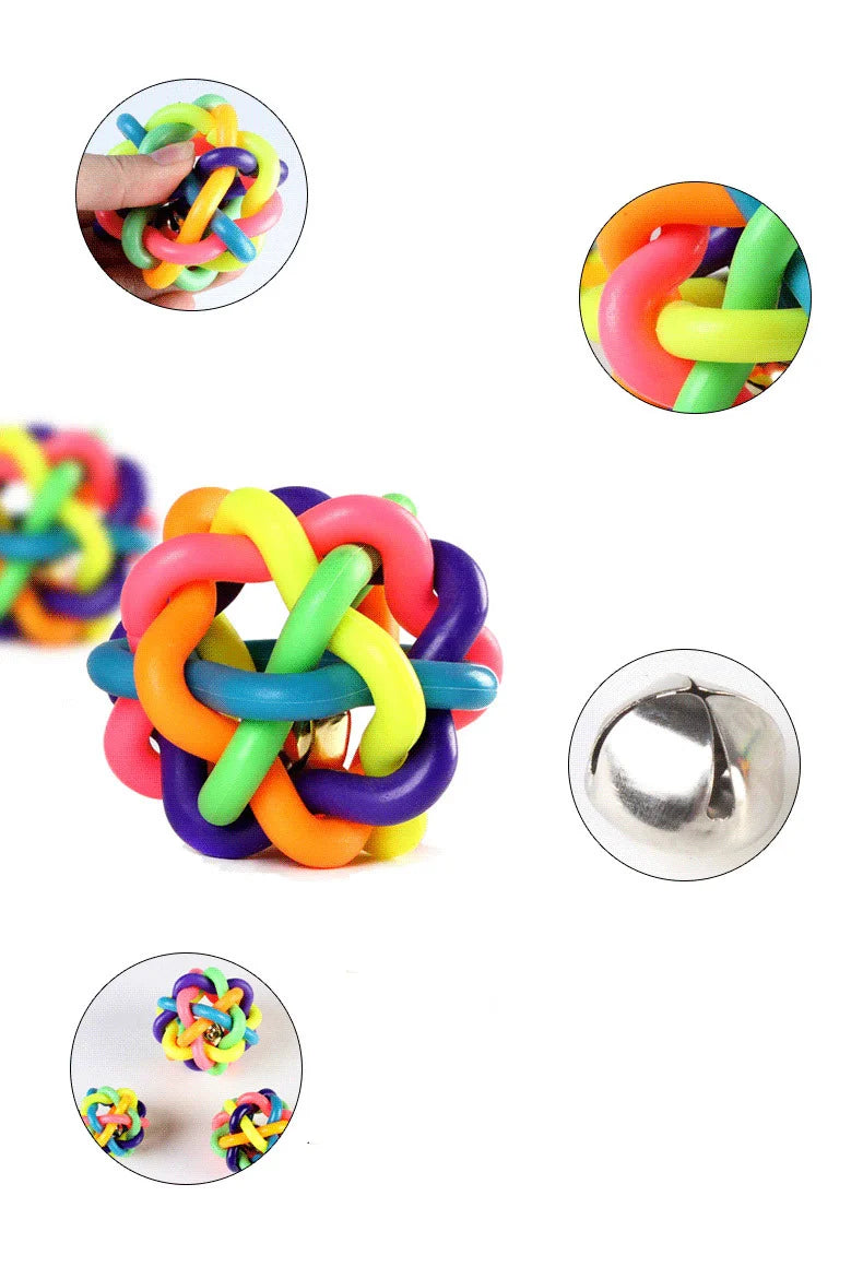 Woven Bell Dog Toy Bite Resistant Rubber Chew Ball Fetch