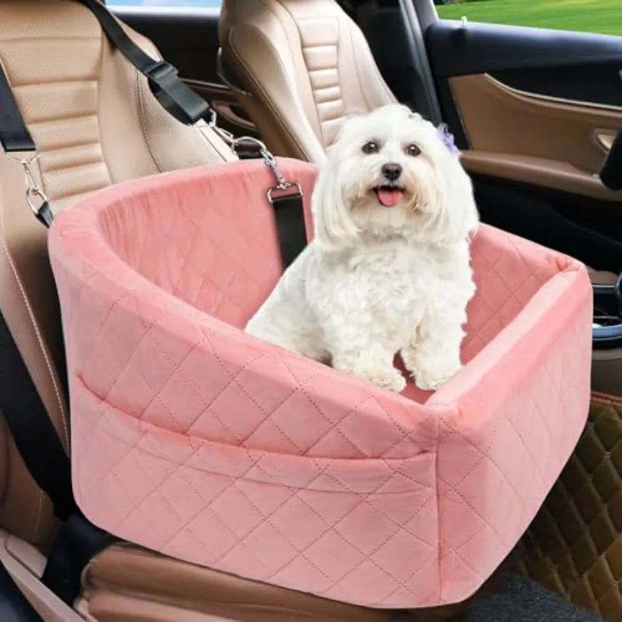 Dog Car Seat for Small Medium Dogs, Detachable Washable Dog Booster Seat Under 30lbs, Pet Car Seat Travel Bed with Storage Pock