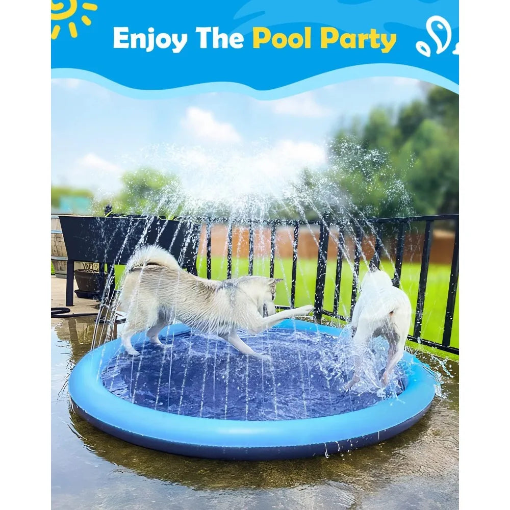 Splash Pad for Dogs and Kids Anti Slip Outdoor Water Play Mat Backyard