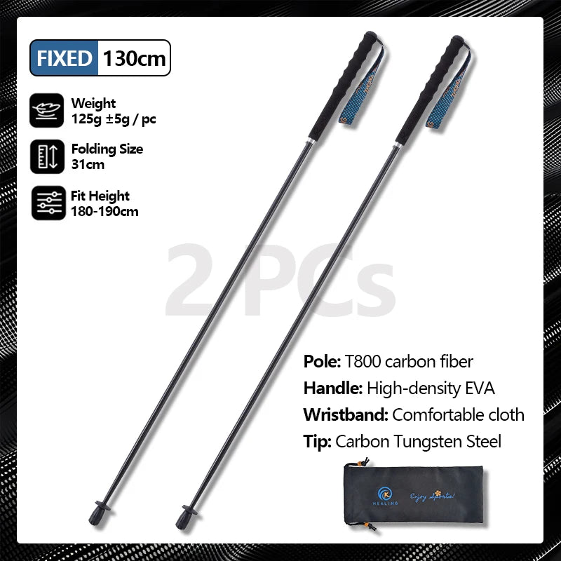 OKHEALING CN Carbon Fiber Trekking Poles Collapsible Telescopic