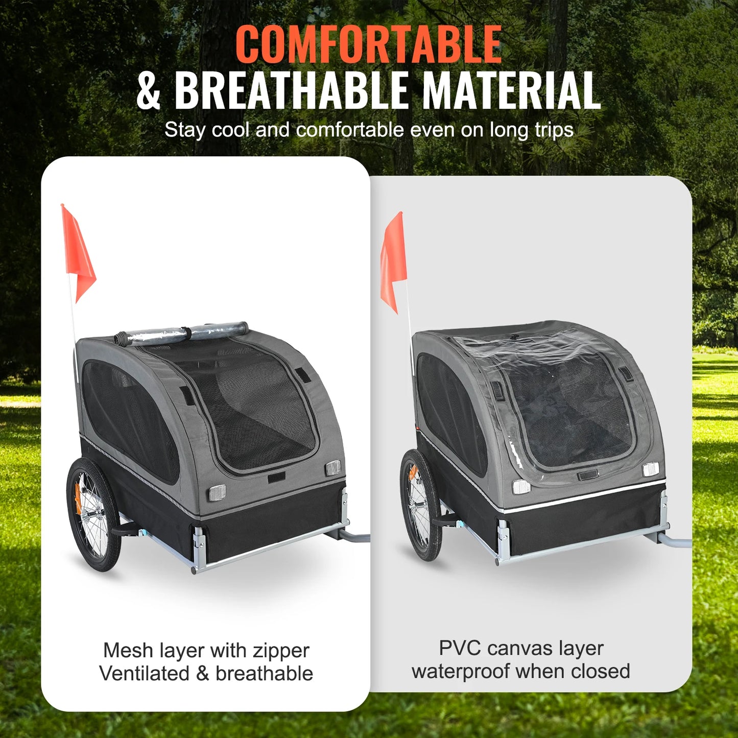 Dog Bike Trailer Carrier With Wheels And Reflectors Collapsible