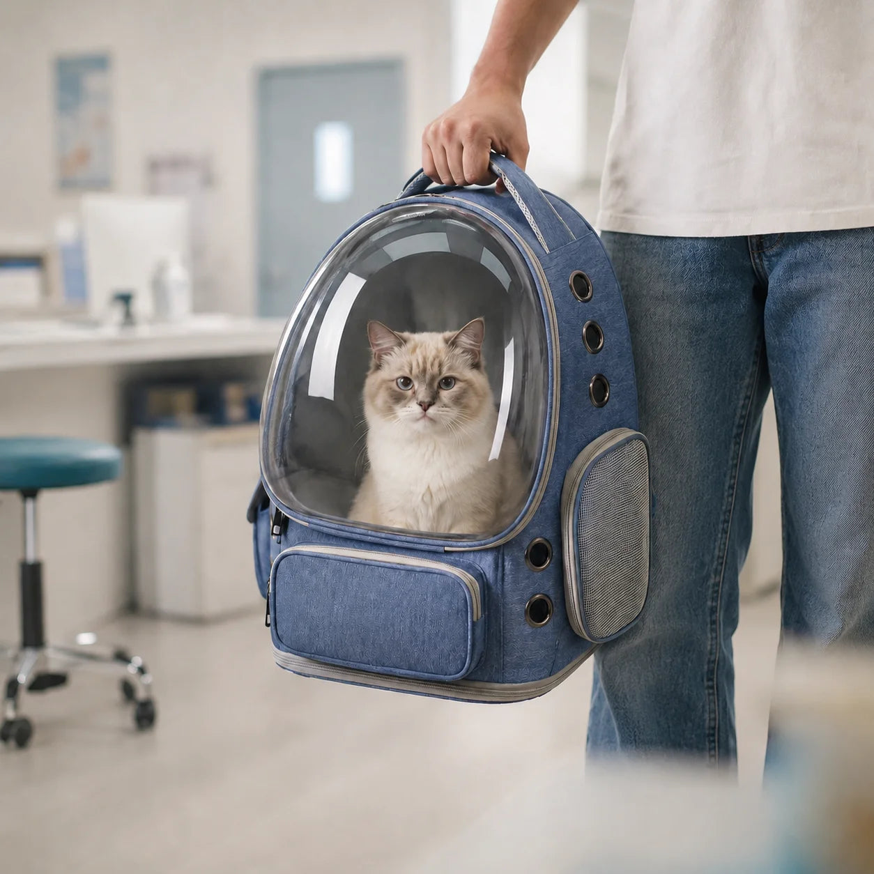 XMSJ Ventilated Pet Backpack Carrier For Cats And Dogs