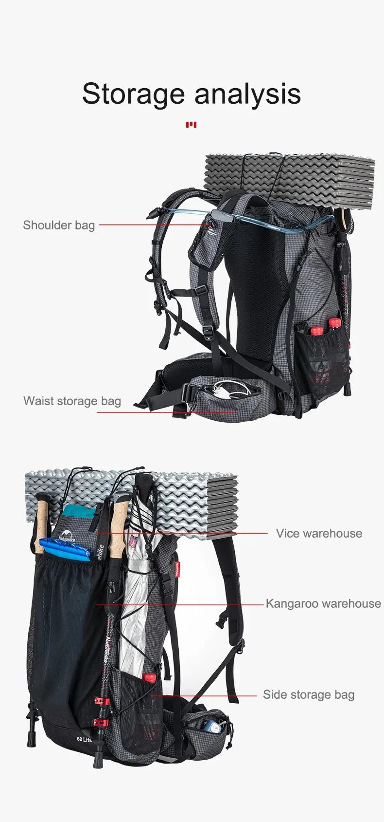 Naturehike Rock Outdoor Hiking Backpack With Rain Cover