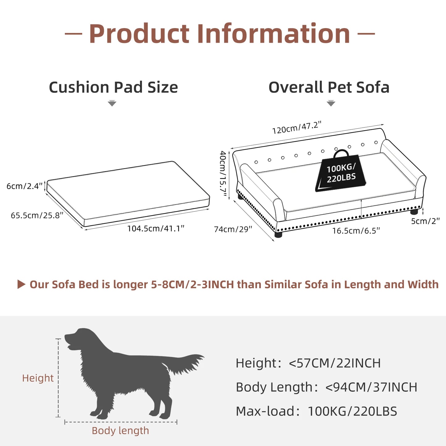 BINGOPAW Elevated Dog Sofa Waterproof Microfiber Leather Removable Cushion