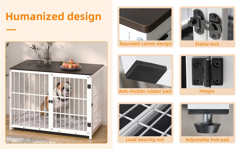 BINGOPAW Heavy Duty Dog Kennel End Table Cage With Doors