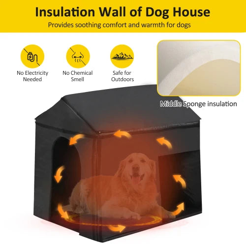 Natural Outdoor Dog House With Insulated Lining For Winter