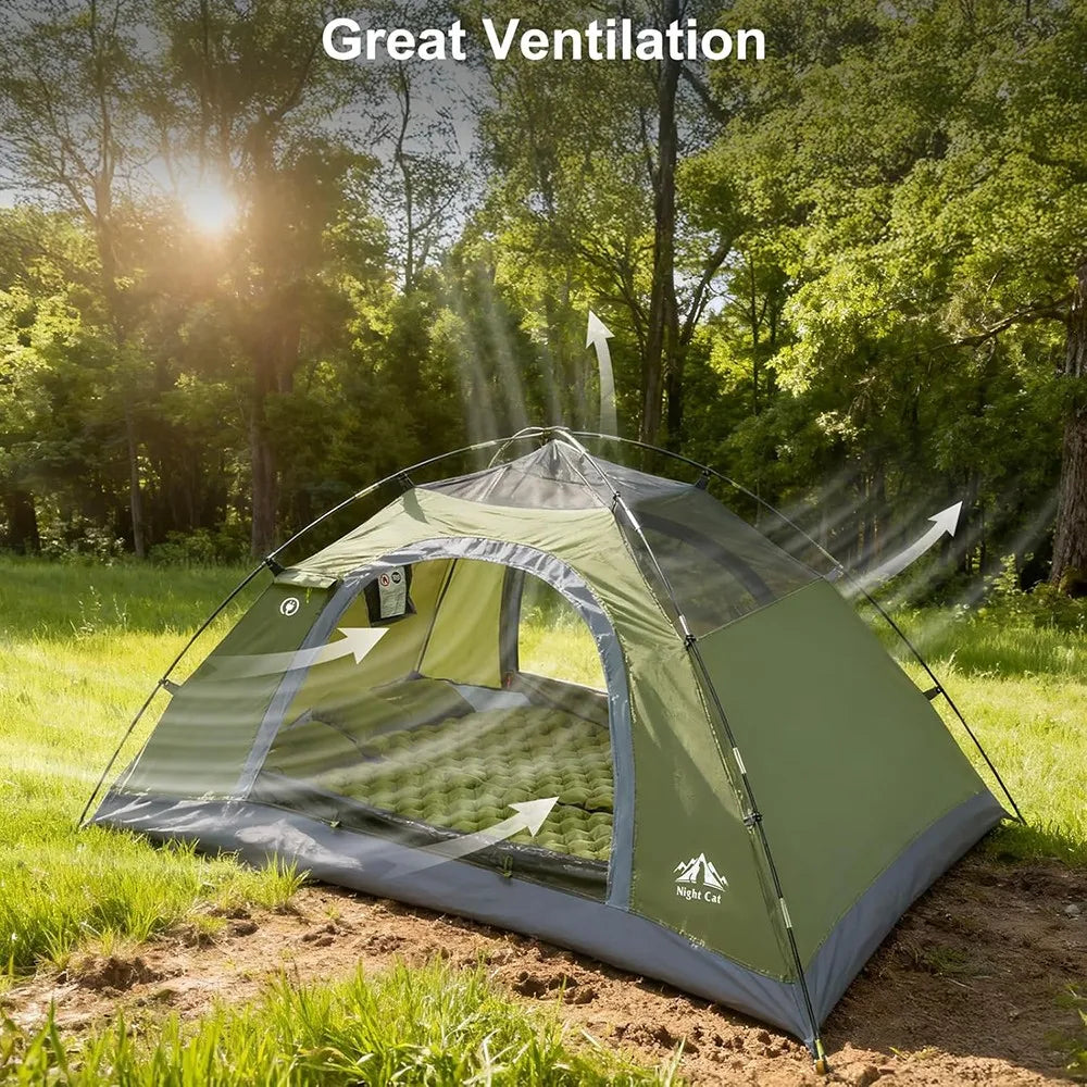 Night Cat Camping Tents With Rainfly Easy Clip Setup Waterproof